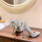Damen elegante High Heels mit glitzerndem Schleifen-Detail R&B