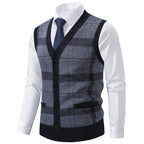 Herren elegante Strickjacke mit modernem Karomuster R&B