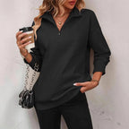 Damen Sportlicher Pullover mit halbem Reißverschluss und gemütlichem Schnitt R&B