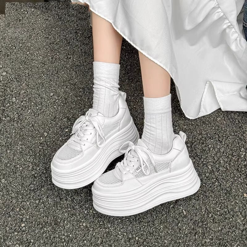 Damen modische Plateau-Sneaker mit atmungsaktiver Mesh-Oberfläche und dämpfender Sohle R&B