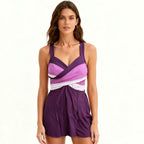 Damen modischer Badeanzug mit Wickel-Design und Shorts R&B
