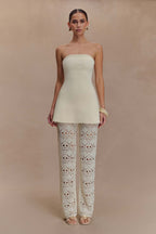 Damen elegantes Oberteil mit luftiger Häkelhose R&B
