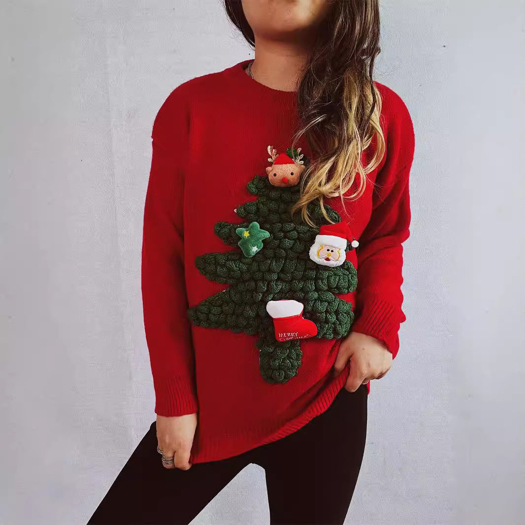 Damen Weihnachts-Pullover mit festlichem 3D-Motiv und weichem Strick R&B