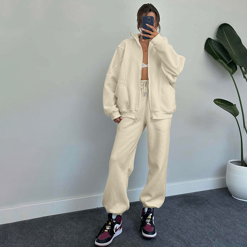 Damen lässiger Zweiteiler mit oversized Hoodie und Jogginghose R&B