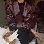Damen Kunstlederjacke im Oversized-Design mit Riemen und neuen Details R&B
