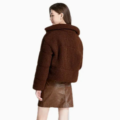 Damen Gemütliche Teddyjacke mit hohem Kragen R&B