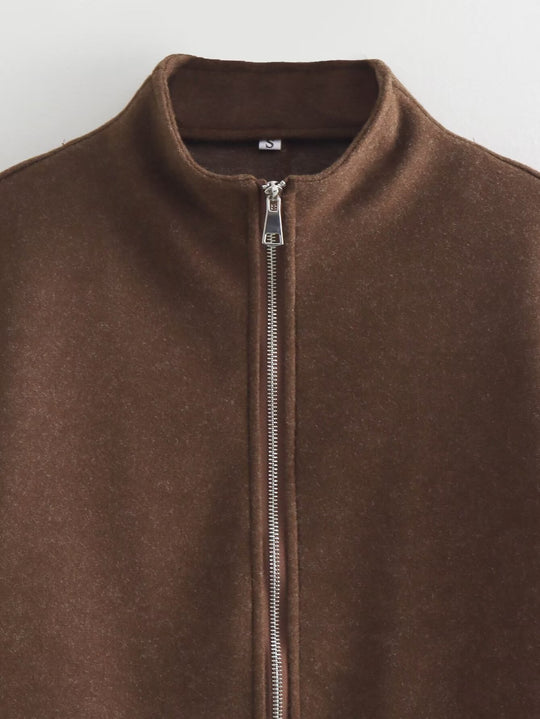 Damen zeitgenössische Übergangsjacke mit hochwertigem Stehkragen und durchgehendem Reißverschluss R&B