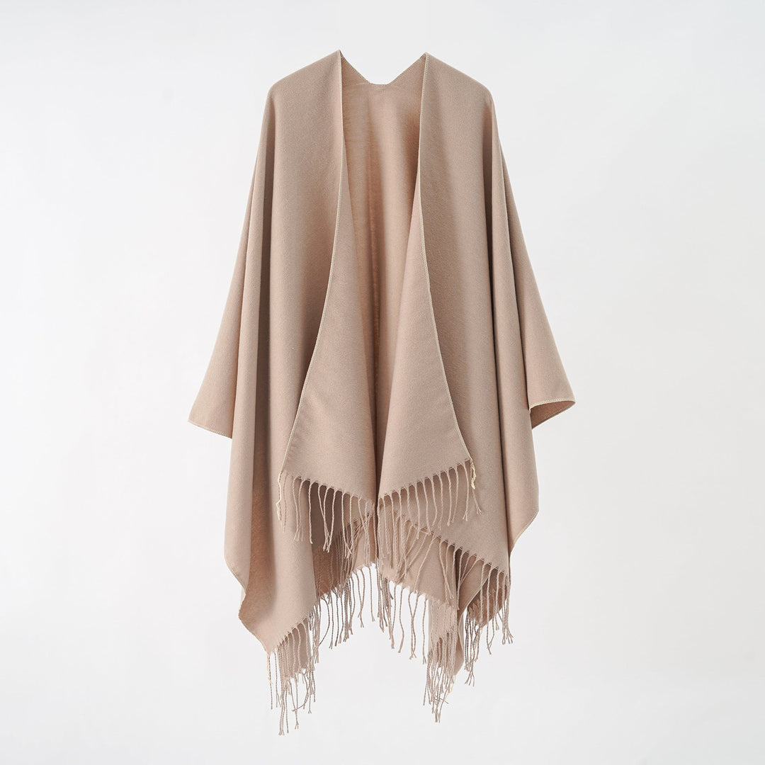 Damen Modischer Fransen-Poncho Aus Weichem Material mit Luxuriösem Fall R&B