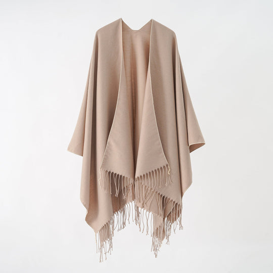 Damen Modischer Fransen-Poncho Aus Weichem Material mit Luxuriösem Fall R&B