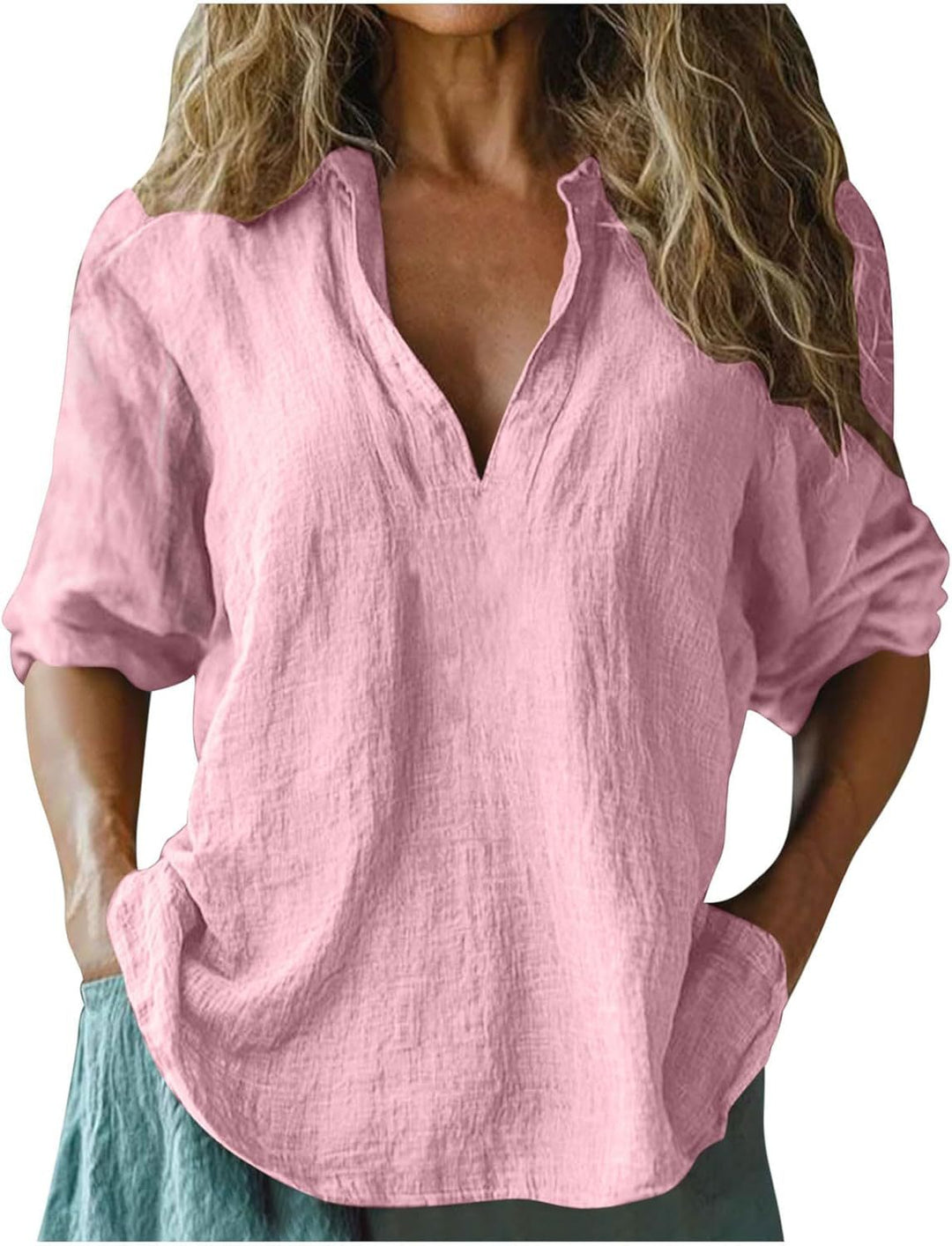 Damen lässige Leinenbluse R&B