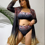Damen Bikini-Set mit elegantem Wickelrock und modischem Leopardenmuster R&B