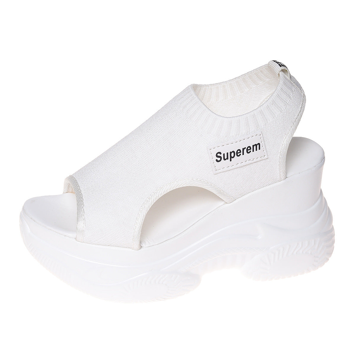 Damen Sportliche Plateau-Sandalen mit atmungsaktivem Strick-Obermaterial