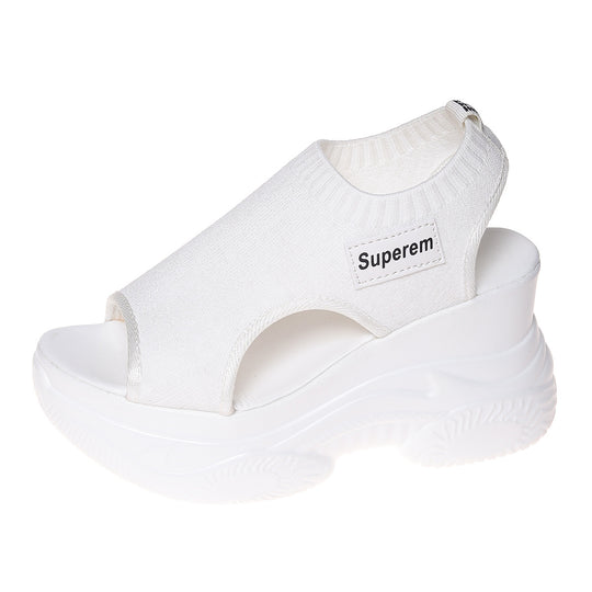 Damen Sportliche Plateau-Sandalen mit atmungsaktivem Strick-Obermaterial R&B