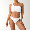 Damen Einseitiger Bikini mit elegantem Rippendesign und verstellbaren Trägern R&B
