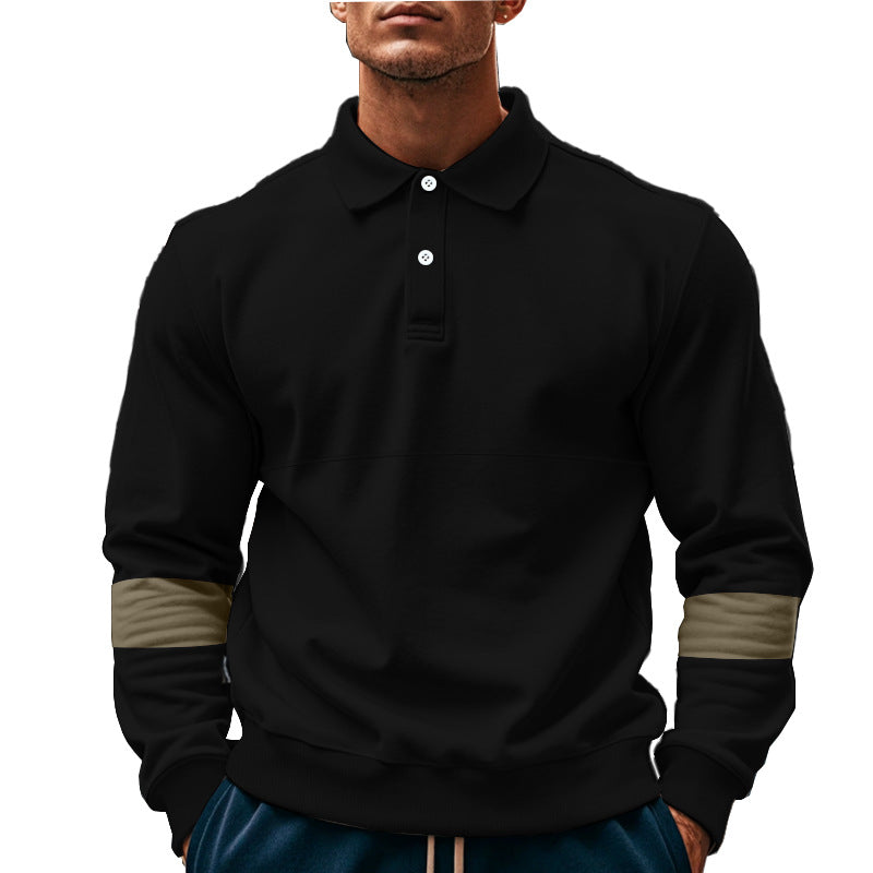 Herren modischer Langarmpullover mit poloartigen Details und kontrastierenden Ärmelbündchen R&B