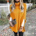 Damen Kuschelponcho mit hohem Kragen und Zopfmuster R&B