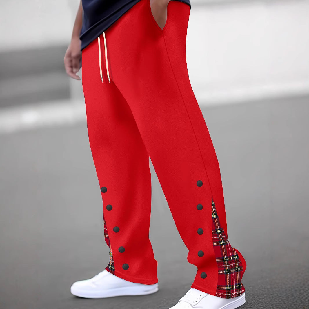 Herren Sportliche Jogginghose mit kontrastierenden Druckknöpfen und atmungsaktivem Stoff R&B