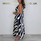 Damen Maxikleid mit modernem Muster und elegantem Schnitt R&B