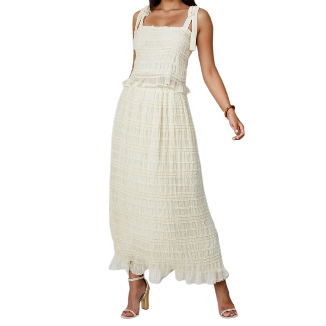 Damen Maxikleid mit Rüschendetails und verstellbaren Trägern R&B