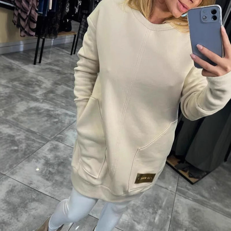 Damen lässiger Hoodie mit praktischen Taschen und dekorativen Details R&B