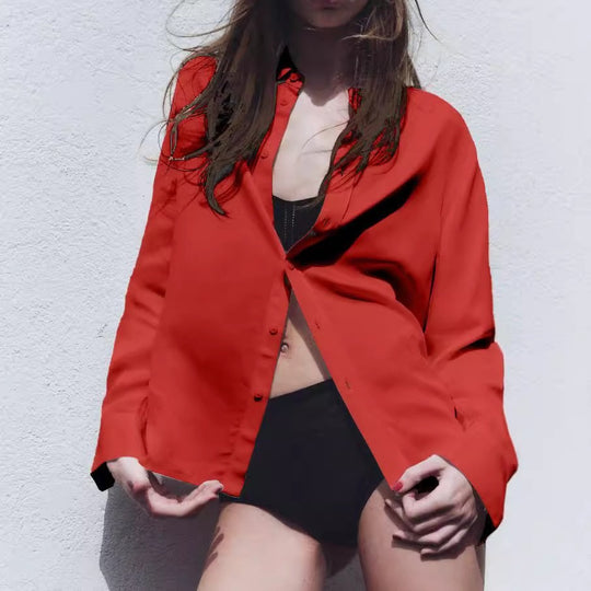 Damen Oversize Hemdbluse mit Knopfleiste und lässigem Schnitt R&B