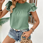 Damen Oberteil mit Rüschendetails und plissiertem Design