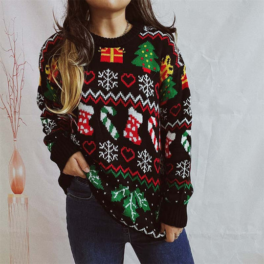 R&B | Weihnachtlicher Strickpullover Mit Schneeflockenmotiv