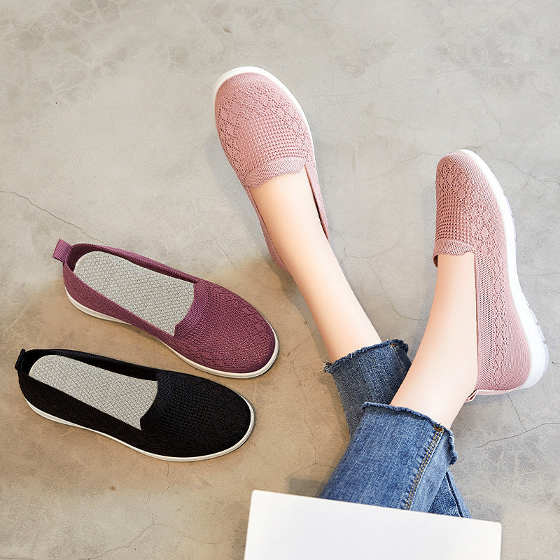 Damen Bequeme Slip-On Sneakers mit atmungsaktivem Strickdesign R&B