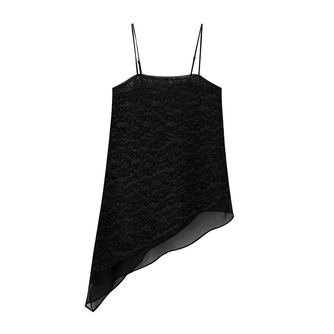Damen-Spitzen-Camisole mit asymmetrischem Schnitt und dekorativen Trägern R&B
