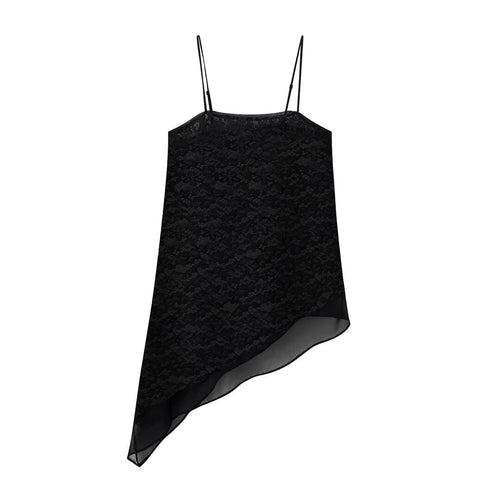 Damen-Spitzen-Camisole mit asymmetrischem Schnitt und dekorativen Trägern R&B