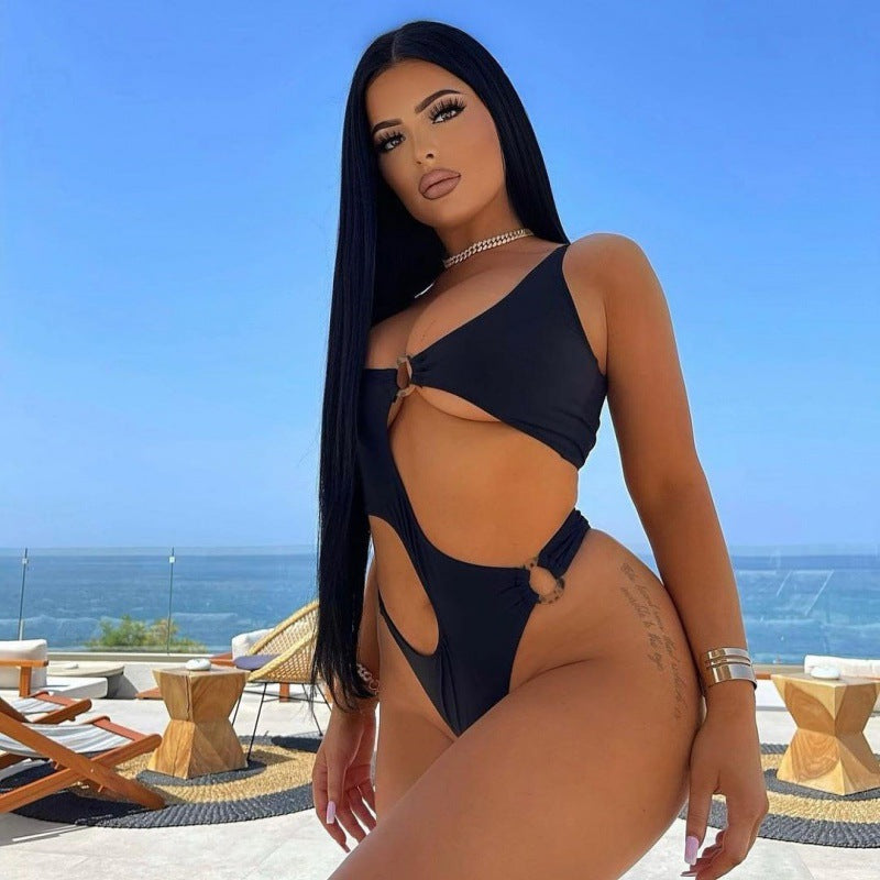 Damen Einteiliger Badeanzug mit aufregendem Cut-Out-Design und sportlichem Schnitt R&B