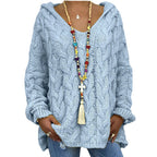 Damen Kapuzenpullover mit Zopfmuster und weitem Schnitt R&B