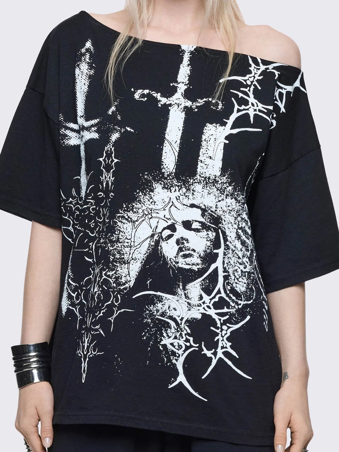 Damen Oversized T-Shirt mit kreativem Grafikdesign R&B