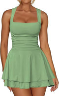 Damen sportliches Kleid mit Raffungen und weit schwingendem Rock R&B