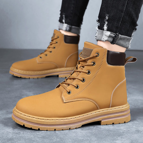 Herren robuste Lederstiefeletten mit rutschfester Sohle und weicher Innensohle R&B