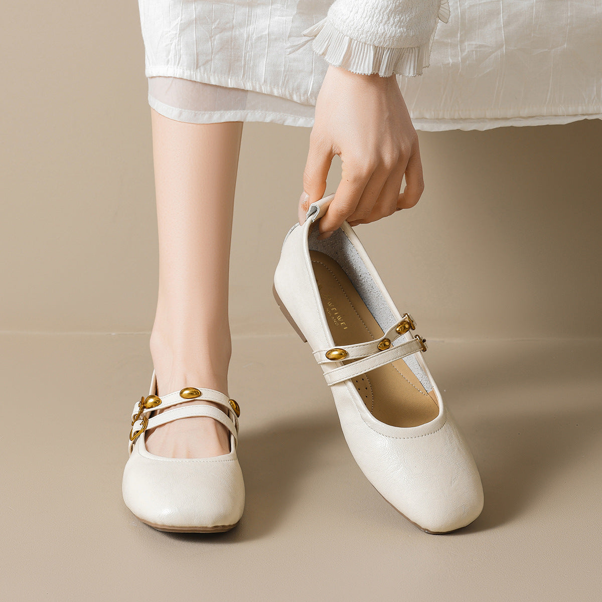 Damen Ballerinas mit eleganten doppelten Riemen und praktischen Schnallen