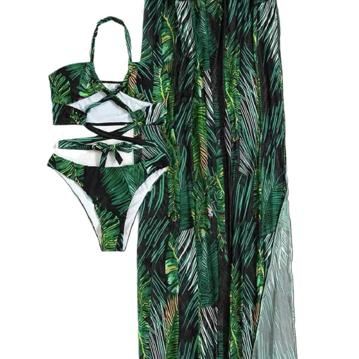 Damen Zweiteiliges Strandoutfit mit floralem Design und raffinierten Cut-Outs R&B