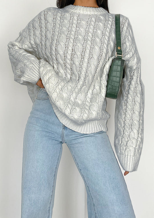 Damen Grobstrickpullover mit raffiniertem Zopfmuster aus weichem Material R&B