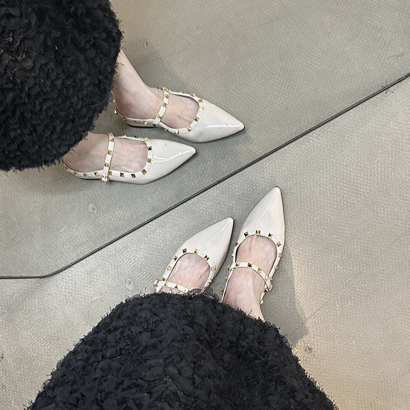 Damen elegante Slingback-Ballerinas mit dekorativen Nieten und komfortablem Fußbett R&B