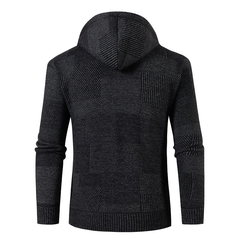 Herren lässiger Strickjacke mit modernem Strukturdesign und Kapuze