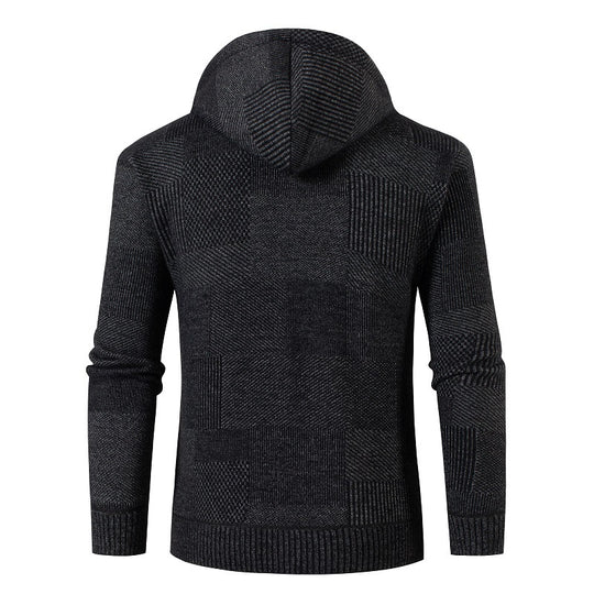 Herren lässiger Strickjacke mit modernem Strukturdesign und Kapuze R&B