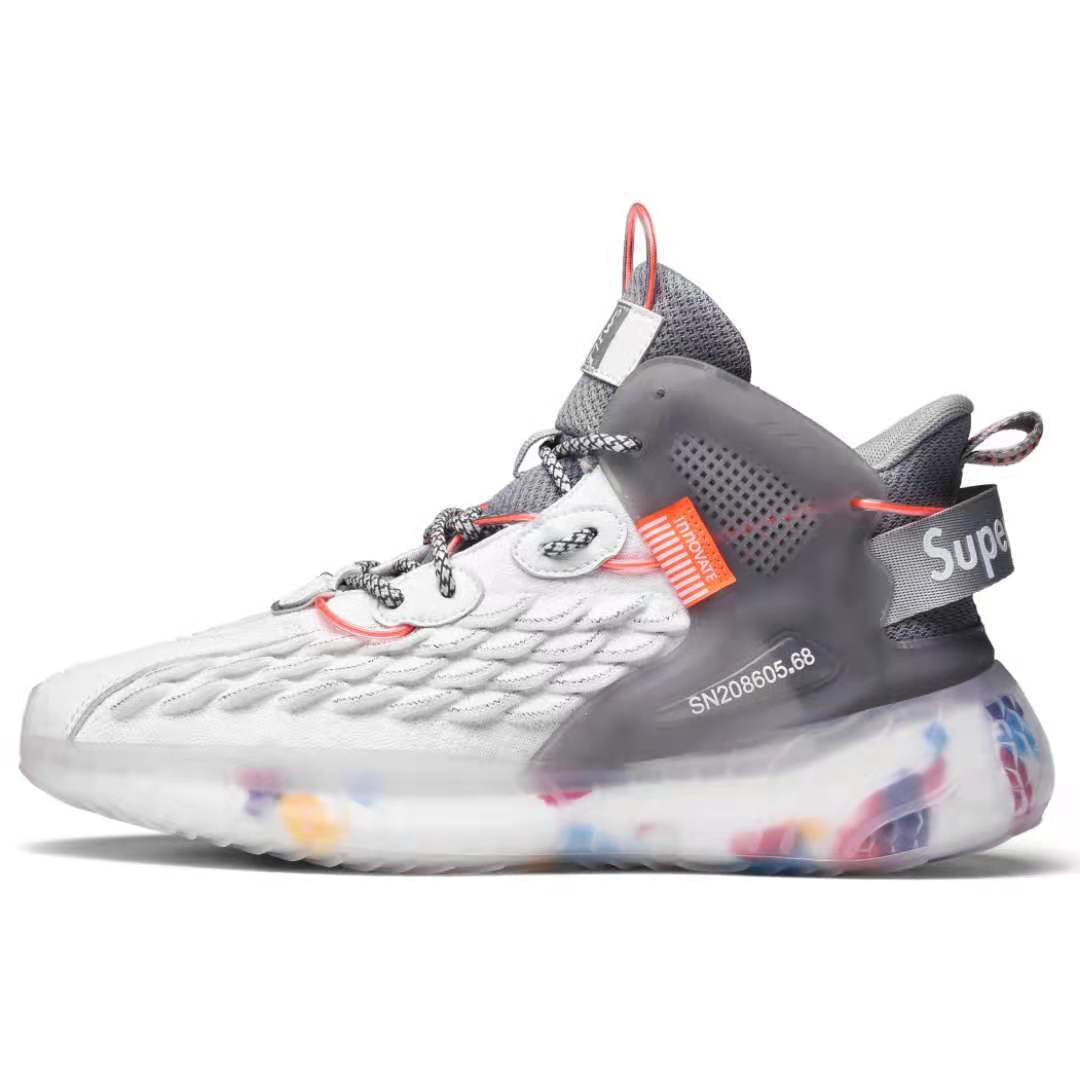 Herren nan technischer Stadt-Sneaker mit skaliertem Strickobermaterial, transparent strukturierter Wellenlaufsohle und Schnellzugverschluss R&B