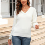 R&B | Schlichter Einfarbiger Strickpullover Mit Rundhals