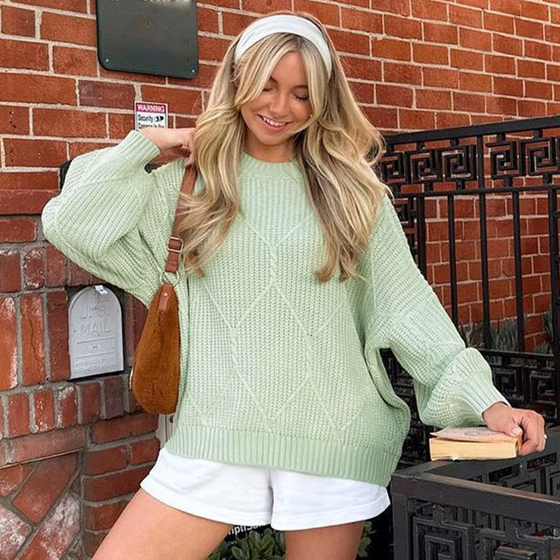 Damen Grobstrickpullover mit asymmetrischem Schnitt und weitem Bund R&B