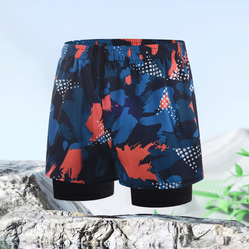 R&B | Doppellagige Herren Sport Fitness Anti-Peinlichkeit Strandhose