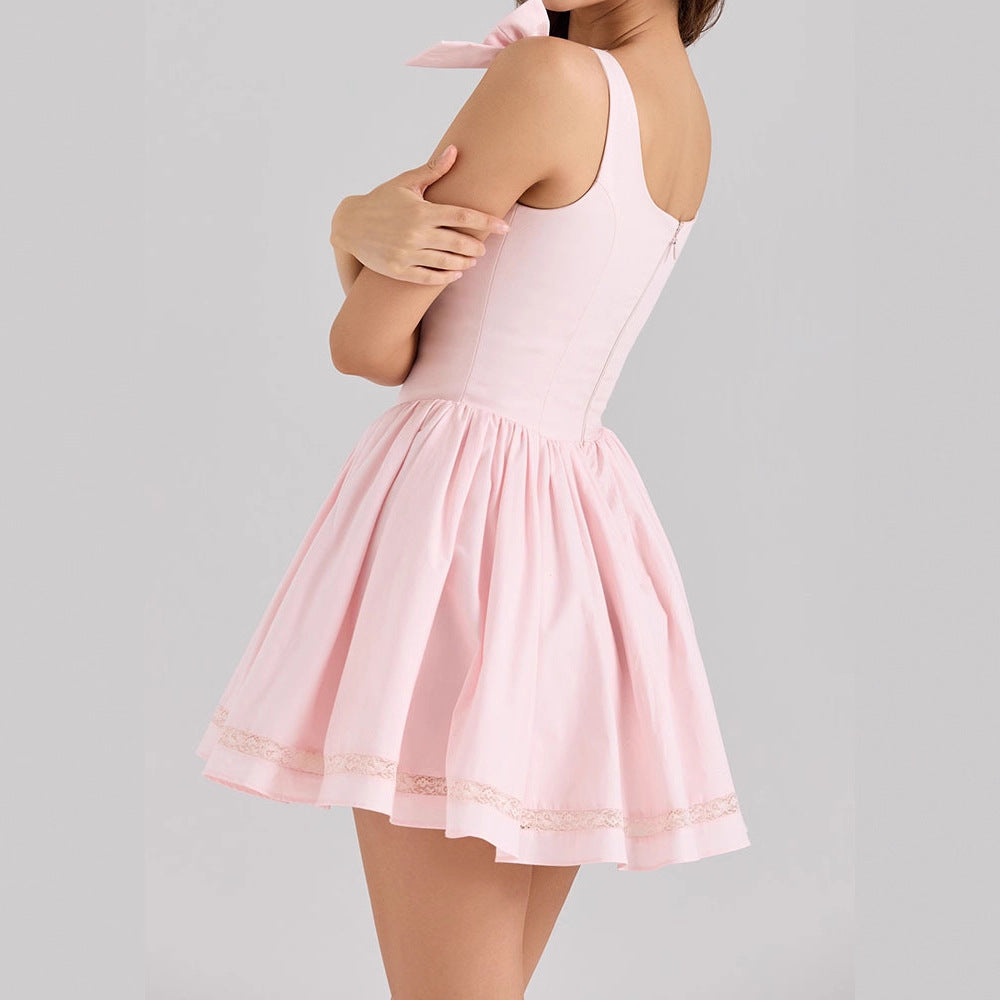 Damen Verspieltes Ballkleid mit Schleifen und Knopfdetails R&B
