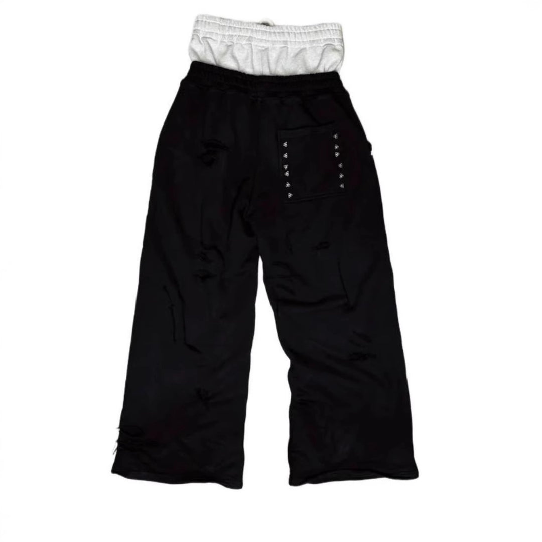 Damen Modische Relaxed-Fit Cargo-Hose mit elastischem Bund und Nietenverzierung R&B