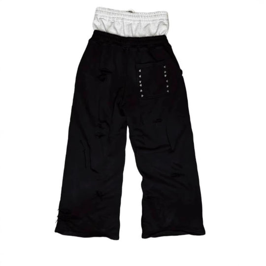 Damen Modische Relaxed-Fit Cargo-Hose mit elastischem Bund und Nietenverzierung R&B