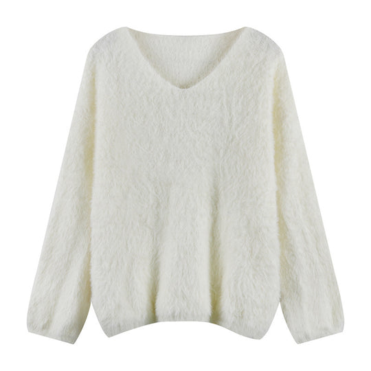 Damen Flauschiger Pullover mit weitem Schnitt R&B