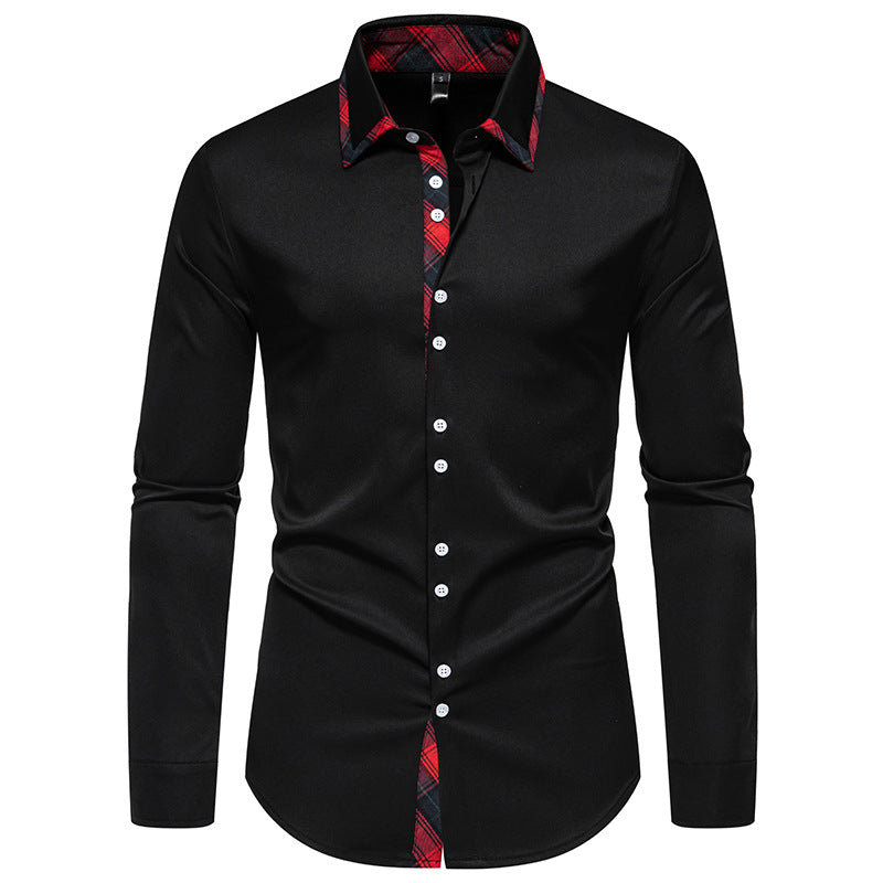 Herren Langarmhemd mit modernem Karomuster und eleganter Knopfleiste R&B